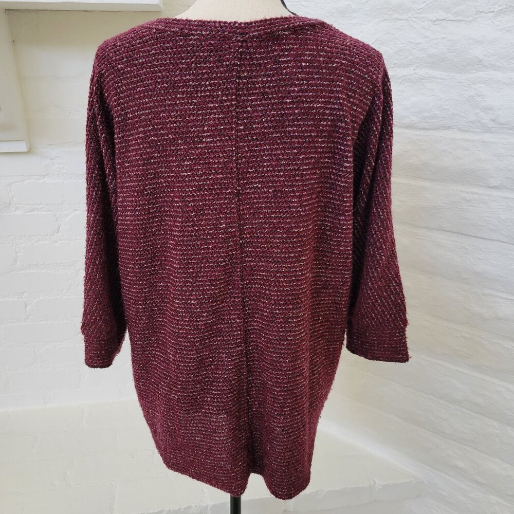 Kut From The Kloth Tops Medium Sweater Purple Pink 3/4 Sleeve V-Neck Chunky Knit - Picture 7 of 8